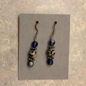 4/$15 blue bead drop earrings